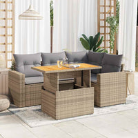 Thumbnail for 5-tlg. Garten-Sofagarnitur mit Kissen Beige Poly Rattan