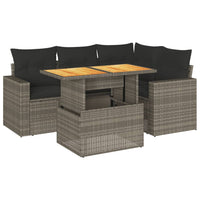 Thumbnail for 5-tlg. Garten-Sofagarnitur mit Kissen Grau Poly Rattan