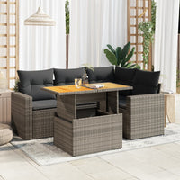 Thumbnail for 5-tlg. Garten-Sofagarnitur mit Kissen Grau Poly Rattan