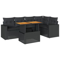 Thumbnail for 6-tlg. Garten-Sofagarnitur mit Kissen Schwarz Poly Rattan