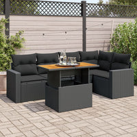 Thumbnail for 6-tlg. Garten-Sofagarnitur mit Kissen Schwarz Poly Rattan