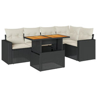 Thumbnail for 6-tlg. Garten-Sofagarnitur mit Kissen Schwarz Poly Rattan
