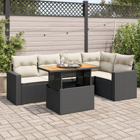 Thumbnail for 6-tlg. Garten-Sofagarnitur mit Kissen Schwarz Poly Rattan