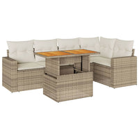 Thumbnail for 6-tlg. Garten-Sofagarnitur mit Kissen Beige Poly Rattan