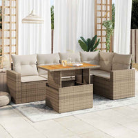 Thumbnail for 6-tlg. Garten-Sofagarnitur mit Kissen Beige Poly Rattan