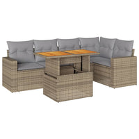 Thumbnail for 6-tlg. Garten-Sofagarnitur mit Kissen Beige Poly Rattan