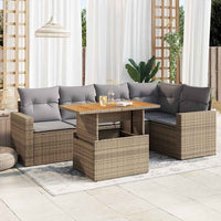 Thumbnail for 6-tlg. Garten-Sofagarnitur mit Kissen Beige Poly Rattan
