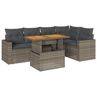 Thumbnail for 6-tlg. Garten-Sofagarnitur mit Kissen Grau Poly Rattan