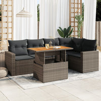 Thumbnail for 6-tlg. Garten-Sofagarnitur mit Kissen Grau Poly Rattan