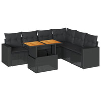 Thumbnail for 7-tlg. Garten-Sofagarnitur mit Kissen Schwarz Poly Rattan