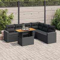 Thumbnail for 7-tlg. Garten-Sofagarnitur mit Kissen Schwarz Poly Rattan