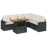 Thumbnail for 7-tlg. Garten-Sofagarnitur mit Kissen Schwarz Poly Rattan