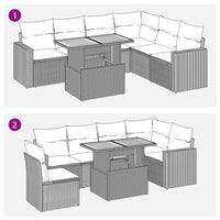 Thumbnail for 7-tlg. Garten-Sofagarnitur mit Kissen Schwarz Poly Rattan