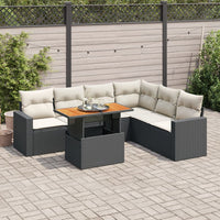 Thumbnail for 7-tlg. Garten-Sofagarnitur mit Kissen Schwarz Poly Rattan