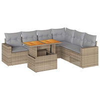 Thumbnail for 7-tlg. Garten-Sofagarnitur mit Kissen Beige Poly Rattan