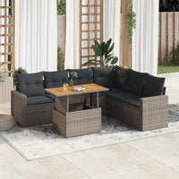 Thumbnail for 7-tlg. Garten-Sofagarnitur mit Kissen Grau Poly Rattan