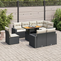 Thumbnail for 9-tlg. Garten-Sofagarnitur mit Kissen Schwarz Poly Rattan