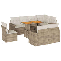 Thumbnail for 9-tlg. Garten-Sofagarnitur mit Kissen Beige Poly Rattan