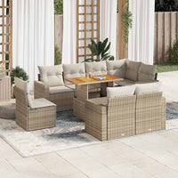Thumbnail for 9-tlg. Garten-Sofagarnitur mit Kissen Beige Poly Rattan