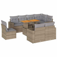 Thumbnail for 9-tlg. Garten-Sofagarnitur mit Kissen Beige Poly Rattan