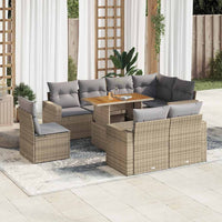 Thumbnail for 9-tlg. Garten-Sofagarnitur mit Kissen Beige Poly Rattan