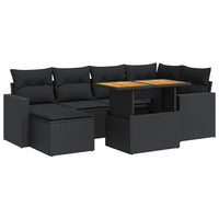 Thumbnail for 7-tlg. Garten-Sofagarnitur mit Kissen Schwarz Poly Rattan