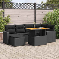 Thumbnail for 7-tlg. Garten-Sofagarnitur mit Kissen Schwarz Poly Rattan