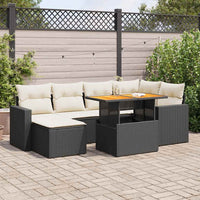 Thumbnail for 7-tlg. Garten-Sofagarnitur mit Kissen Schwarz Poly Rattan