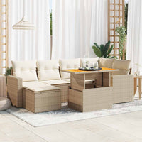 Thumbnail for 7-tlg. Garten-Sofagarnitur mit Kissen Beige Poly Rattan