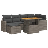Thumbnail for 7-tlg. Garten-Sofagarnitur mit Kissen Grau Poly Rattan