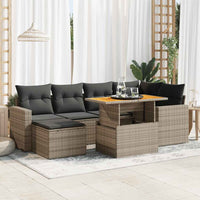 Thumbnail for 7-tlg. Garten-Sofagarnitur mit Kissen Grau Poly Rattan