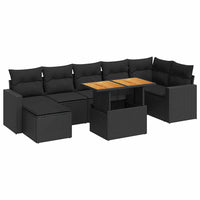Thumbnail for 8-tlg. Garten-Sofagarnitur mit Kissen Schwarz Poly Rattan