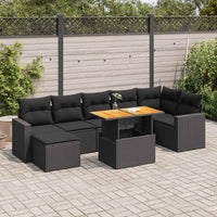 Thumbnail for 8-tlg. Garten-Sofagarnitur mit Kissen Schwarz Poly Rattan
