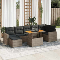 Thumbnail for 8-tlg. Garten-Sofagarnitur mit Kissen Grau Poly Rattan