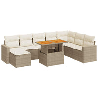 Thumbnail for 9-tlg. Garten-Sofagarnitur mit Kissen Beige Poly Rattan