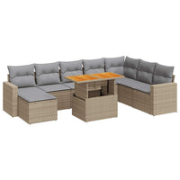 Thumbnail for 9-tlg. Garten-Sofagarnitur mit Kissen Beige Poly Rattan