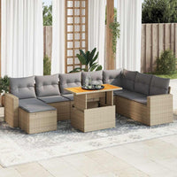 Thumbnail for 9-tlg. Garten-Sofagarnitur mit Kissen Beige Poly Rattan