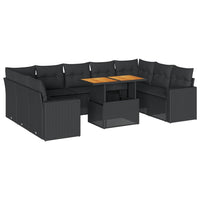 Thumbnail for 10-tlg. Garten-Sofagarnitur mit Kissen Schwarz Poly Rattan
