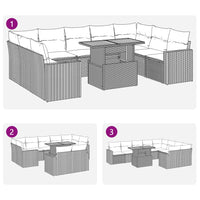 Thumbnail for 10-tlg. Garten-Sofagarnitur mit Kissen Schwarz Poly Rattan