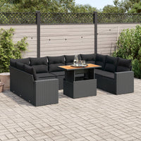 Thumbnail for 10-tlg. Garten-Sofagarnitur mit Kissen Schwarz Poly Rattan