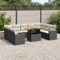 Thumbnail for 10-tlg. Garten-Sofagarnitur mit Kissen Schwarz Poly Rattan