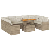 Thumbnail for 10-tlg. Garten-Sofagarnitur mit Kissen Beige Poly Rattan