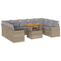 Thumbnail for 10-tlg. Garten-Sofagarnitur mit Kissen Beige Poly Rattan