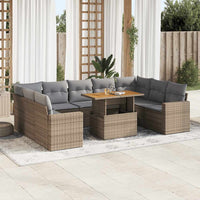 Thumbnail for 10-tlg. Garten-Sofagarnitur mit Kissen Beige Poly Rattan
