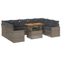Thumbnail for 10-tlg. Garten-Sofagarnitur mit Kissen Grau Poly Rattan