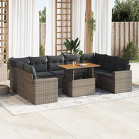 Thumbnail for 10-tlg. Garten-Sofagarnitur mit Kissen Grau Poly Rattan