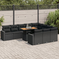 Thumbnail for 11-tlg. Garten-Sofagarnitur mit Kissen Schwarz Poly Rattan
