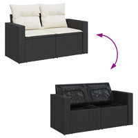 Thumbnail for 11-tlg. Garten-Sofagarnitur mit Kissen Schwarz Poly Rattan