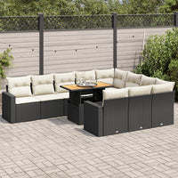 Thumbnail for 11-tlg. Garten-Sofagarnitur mit Kissen Schwarz Poly Rattan