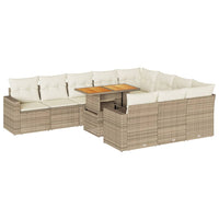 Thumbnail for 11-tlg. Garten-Sofagarnitur mit Kissen Beige Poly Rattan